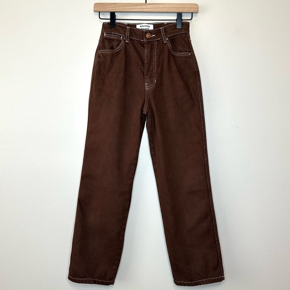 REFORMATION Cowboy High Rise Straight Jeans in Chocolate Brown 23 - Picture 2 of 13